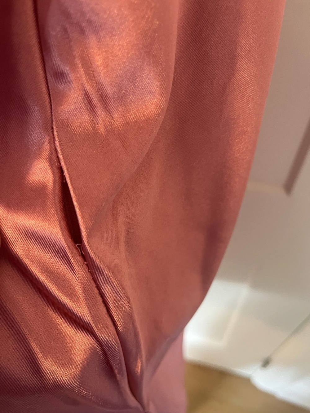 Satin Cowl Midi Dress in Rose - Elegant Slip Silhouette - Picture 3 of 3